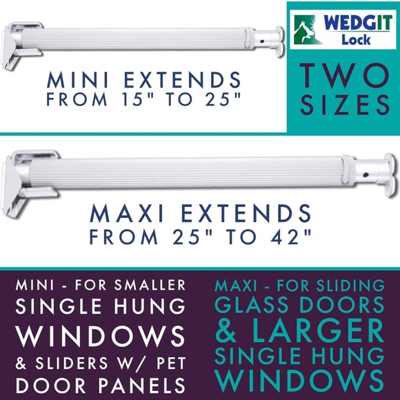 LARGE Sliding Glass Door Lock for Patio Door, Sliding Window lock, Security bar - Picture 6 of 11